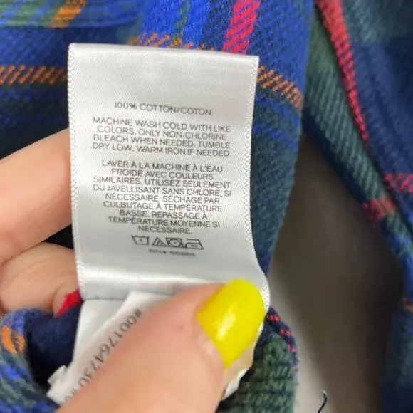 Express Shacket Mens Medium Blue Plaid Flannel Button Up 90s Grunge Preppy - Picture 5 of 5